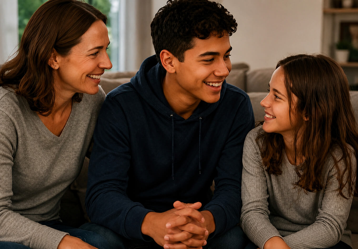 Parent et adolescent accueilli partageant un moment de complicité en famille d'accueil OSE
