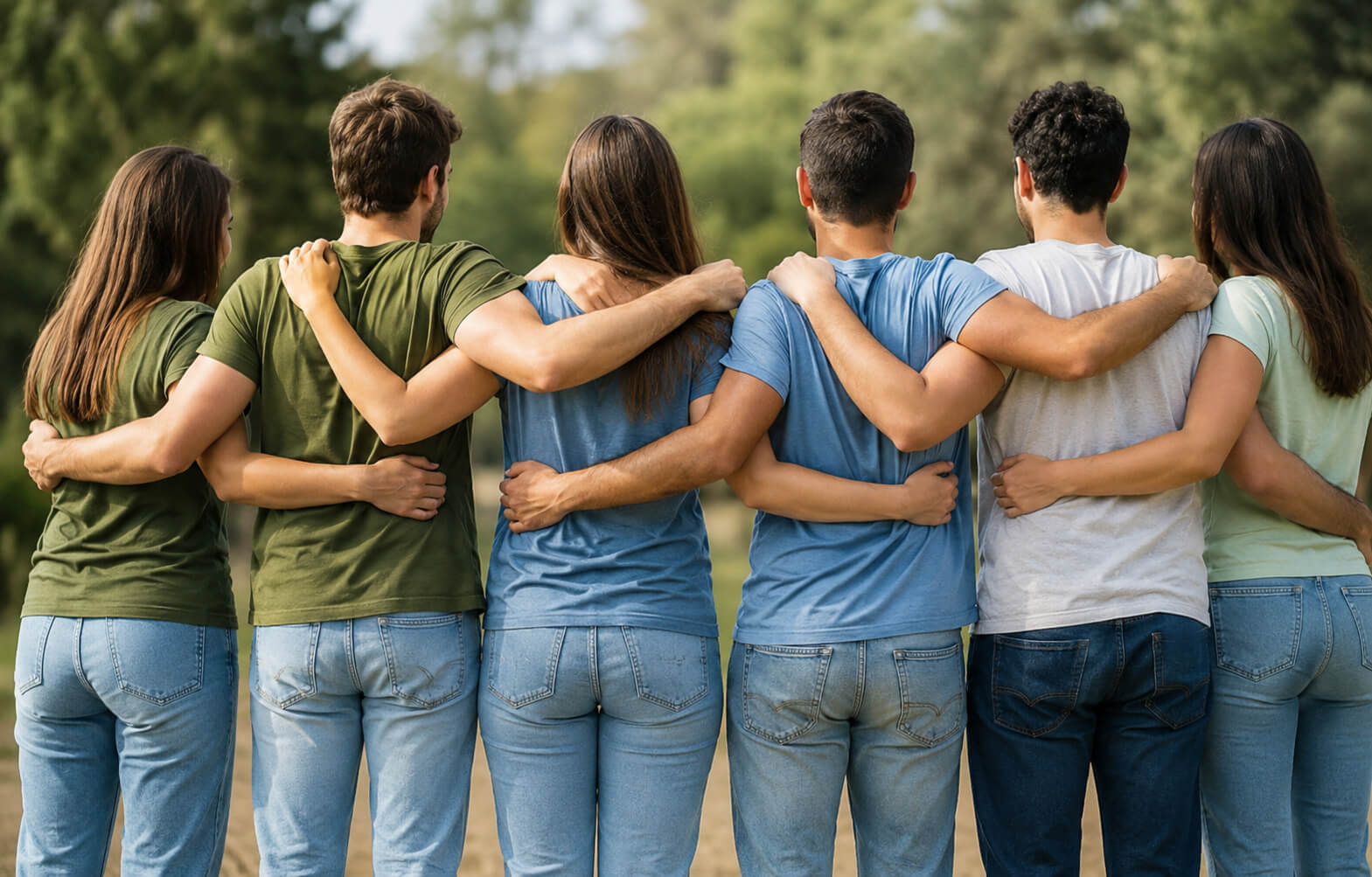 Groupe de jeunes ambassadeurs OSE unis épaule contre épaule, symbole de l'aventure collective et de l'engagement partagé
