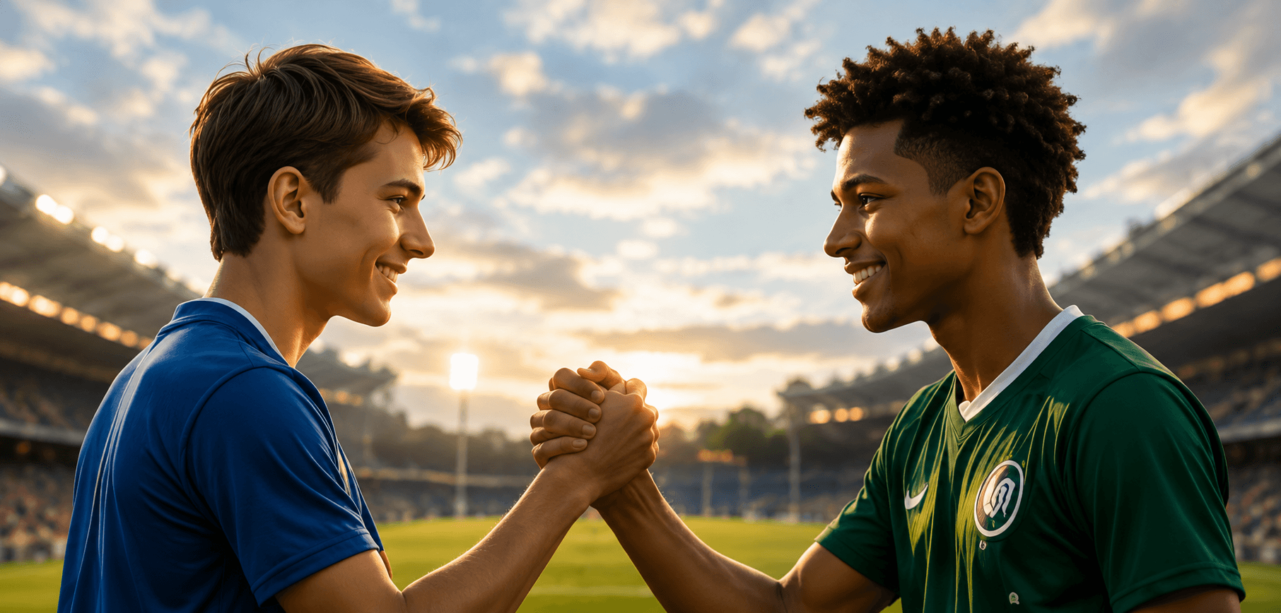 Deux jeunes athlètes souriant après un match, symbole de la rencontre par le sport