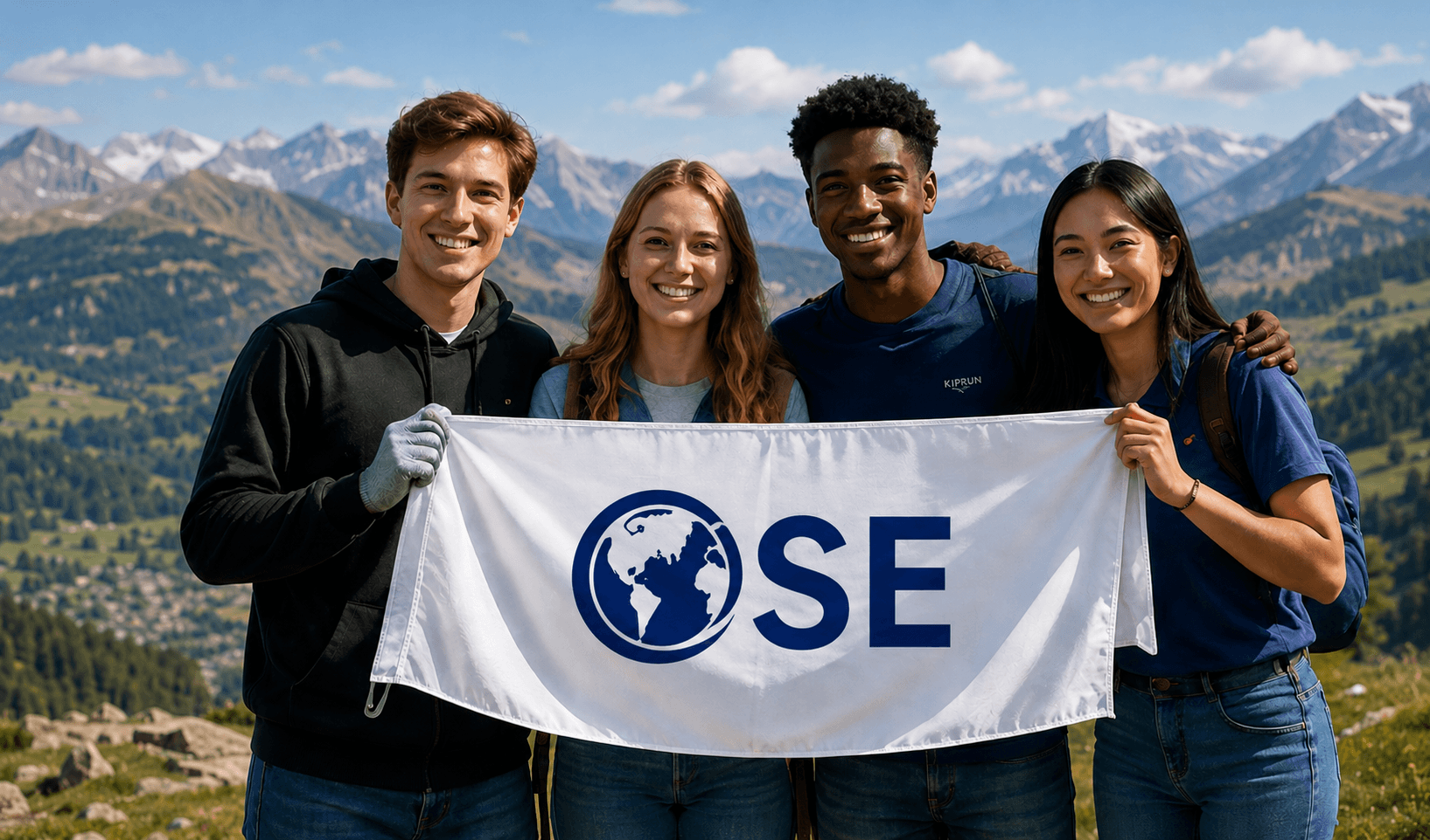 Groupe d'ambassadeurs OSE tenant une bannière OSE